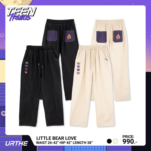 URTHE - กางเกง ขายาว ปักลาย รุ่น LITTLE BEAR LOVE Col. TEEN TROUBLES
