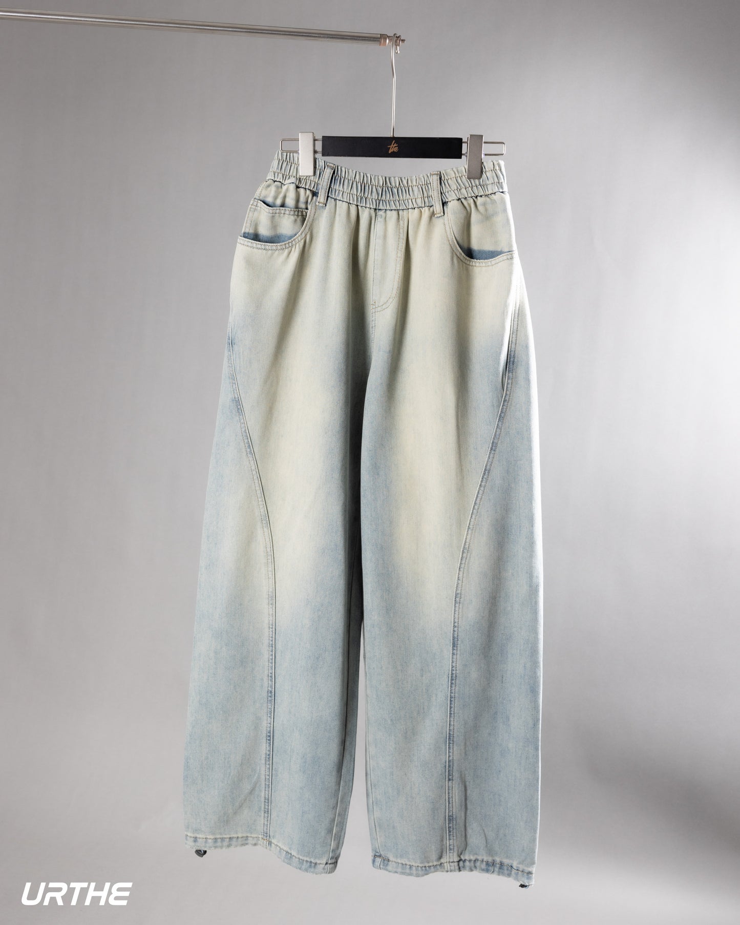 URTHE - กางเกงยีนส์ ขายาว สีฟอก รุ่น TT BLUE JEANS