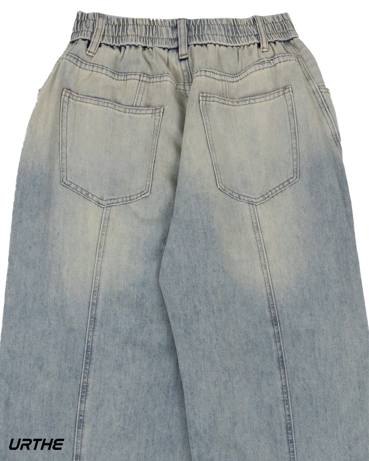 URTHE - กางเกงยีนส์ ขายาว สีฟอก รุ่น TT BLUE JEANS