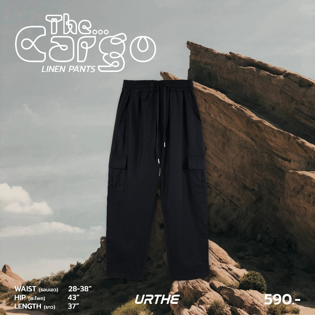 Urthe - กางเกงขายาวคาร์โก้ ผ้าลินิน รุ่น THE CARGO