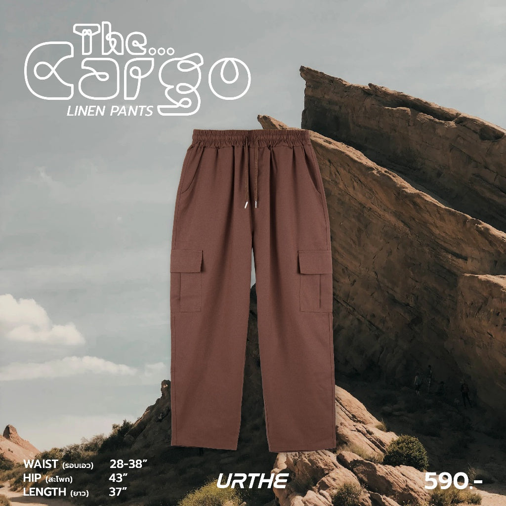 Urthe - กางเกงขายาวคาร์โก้ ผ้าลินิน รุ่น THE CARGO