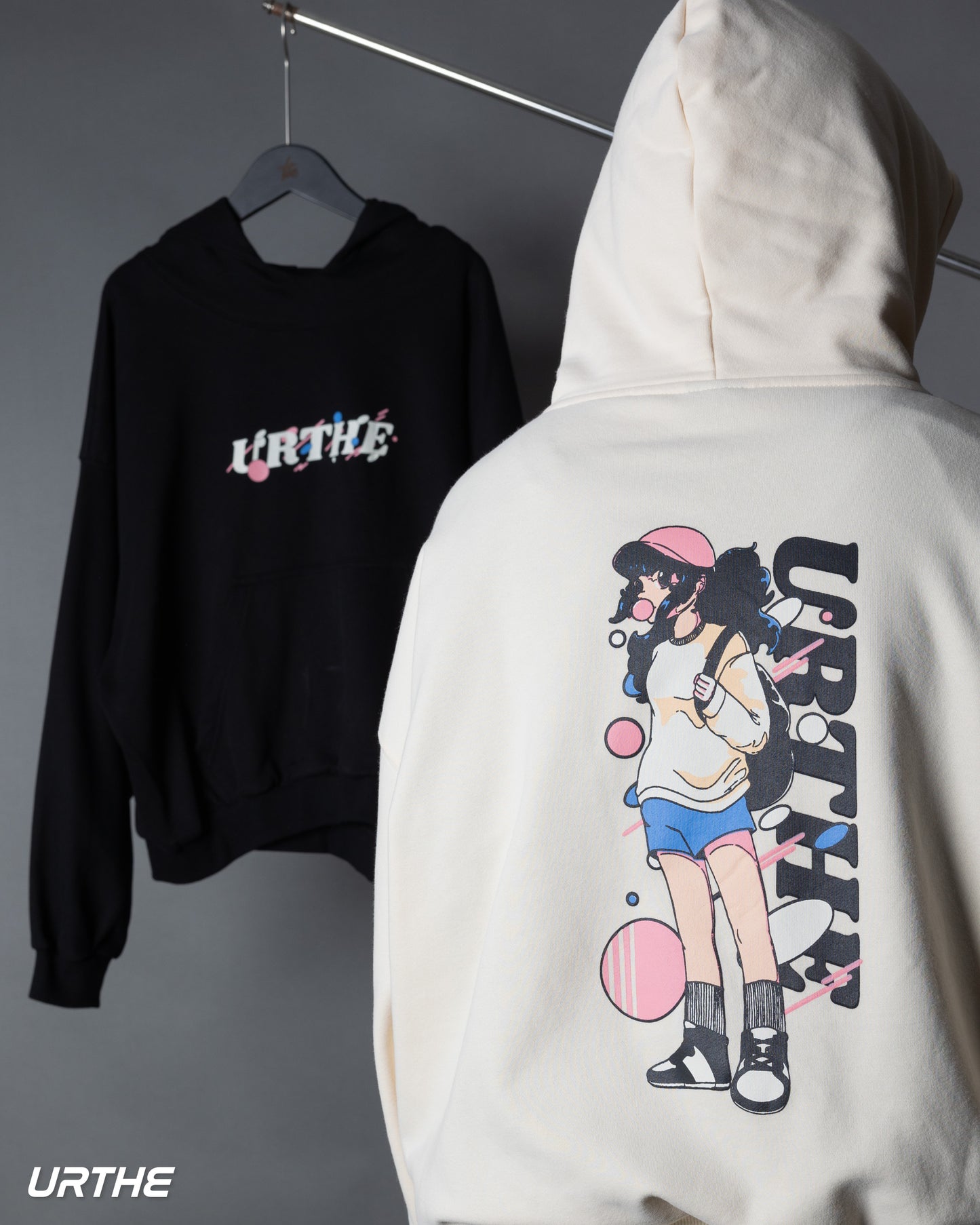 URTHE - เสื้อฮู้ด เเขนยาว พิมพ์ลาย รุ่น BOY POP GIRL POP