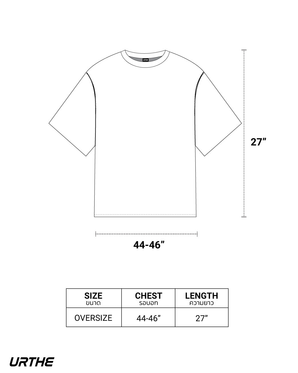 URTHE - เสื้อยืด เเขนสั้น ผ้าฟอก รุ่น ACID LIQUID CHROME