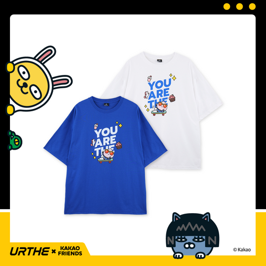 URTHE - เสื้อยืด แขนสั้น Oversize สกรีนลาย รุ่น APEACH TS Col. URTHE x KAKAO FRIENDS