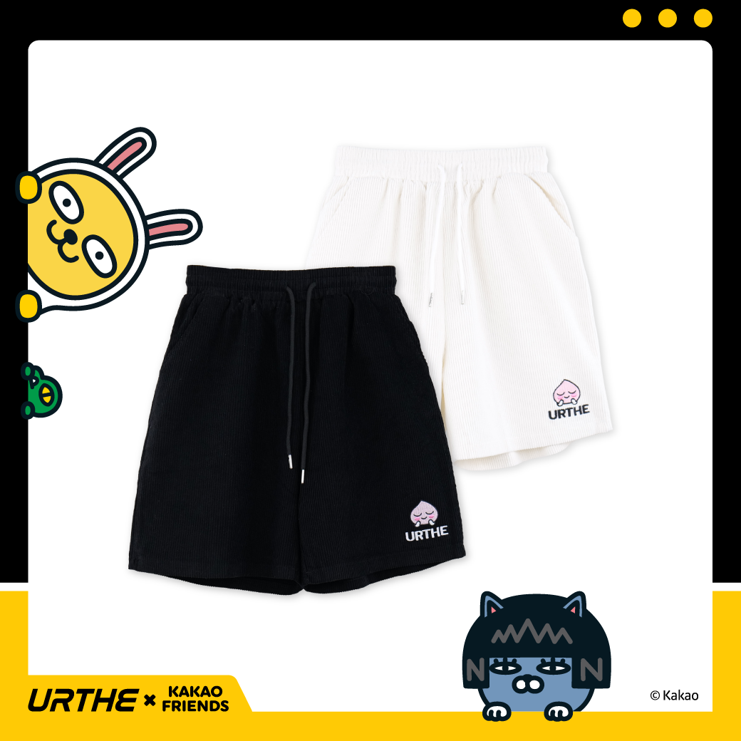 URTHE - กางเกง ขาสั้น ปักลาย รุ่น SHORTS APEACH Col. URTHE x KAKAO FRIENDS