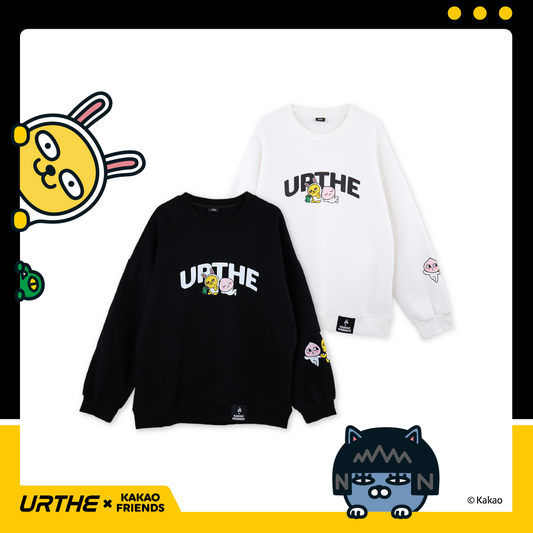 URTHE - เสื้อสเวตเตอร์ แขนยาว สกรีนลาย รุ่น SWEATER CONMUZIAPEACH Col. URTHE x KAKAO FRIENDS