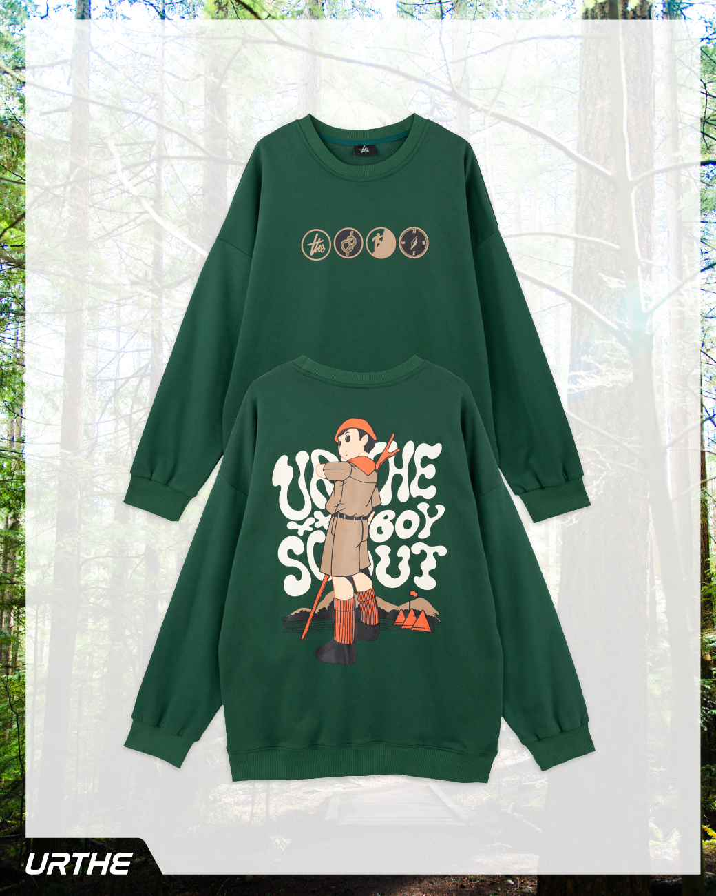 URTHE - เสื้อสเวตเตอร์ แขนยาว สกรีนลาย รุ่น BOY SCOUT SWEATER