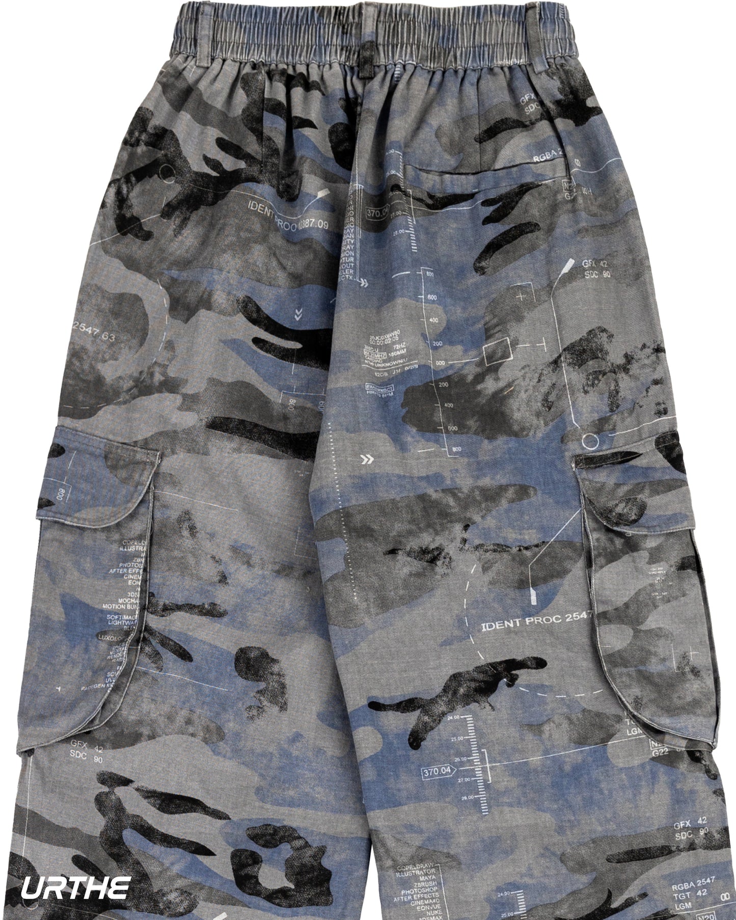 URTHE - กางเกงคาร์โก้ ขายาว ผ้าฟอก รุ่น CAMO CARGO