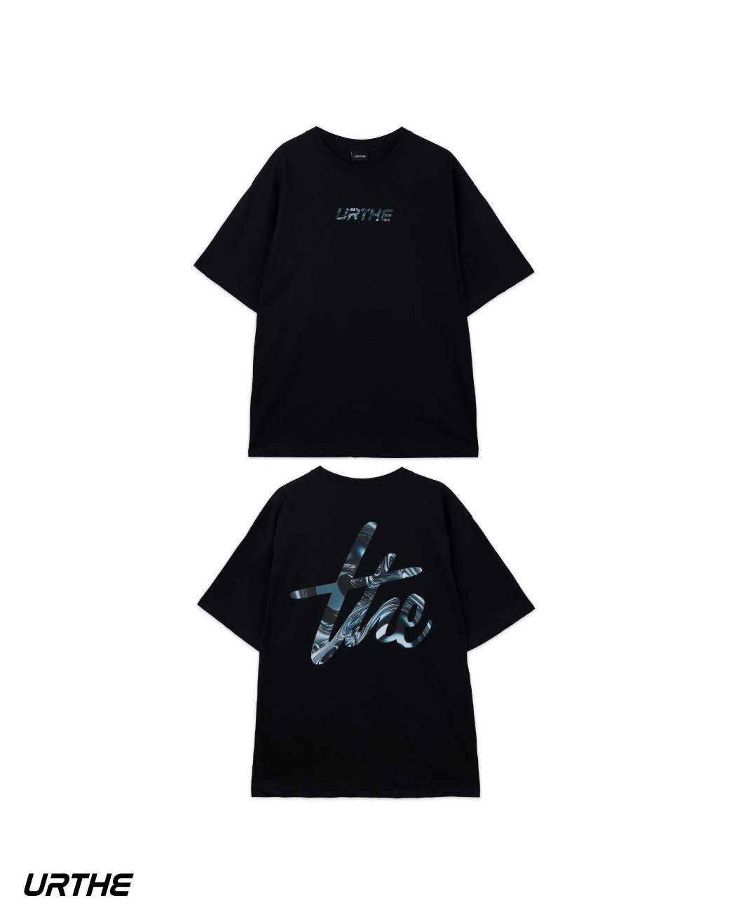 URTHE - เสื้อยืด เเขนสั้น พิมพ์ลาย รุ่น DFT BOX LOGO 2.0