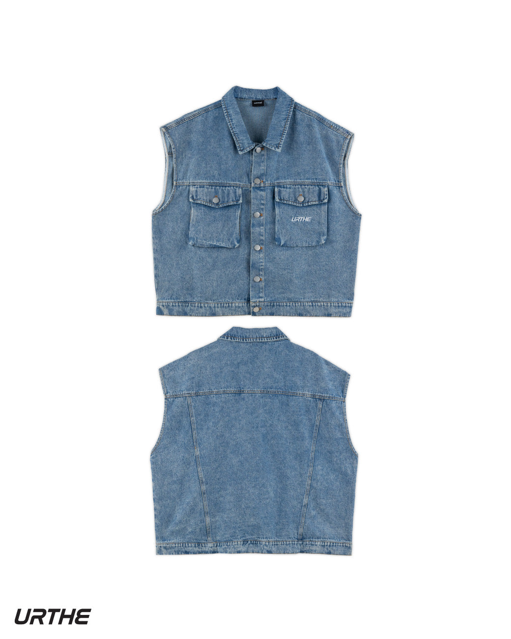 URTHE - เสื้อกั๊กยีนส์ เเขนกุด รุ่น DENIM VEST