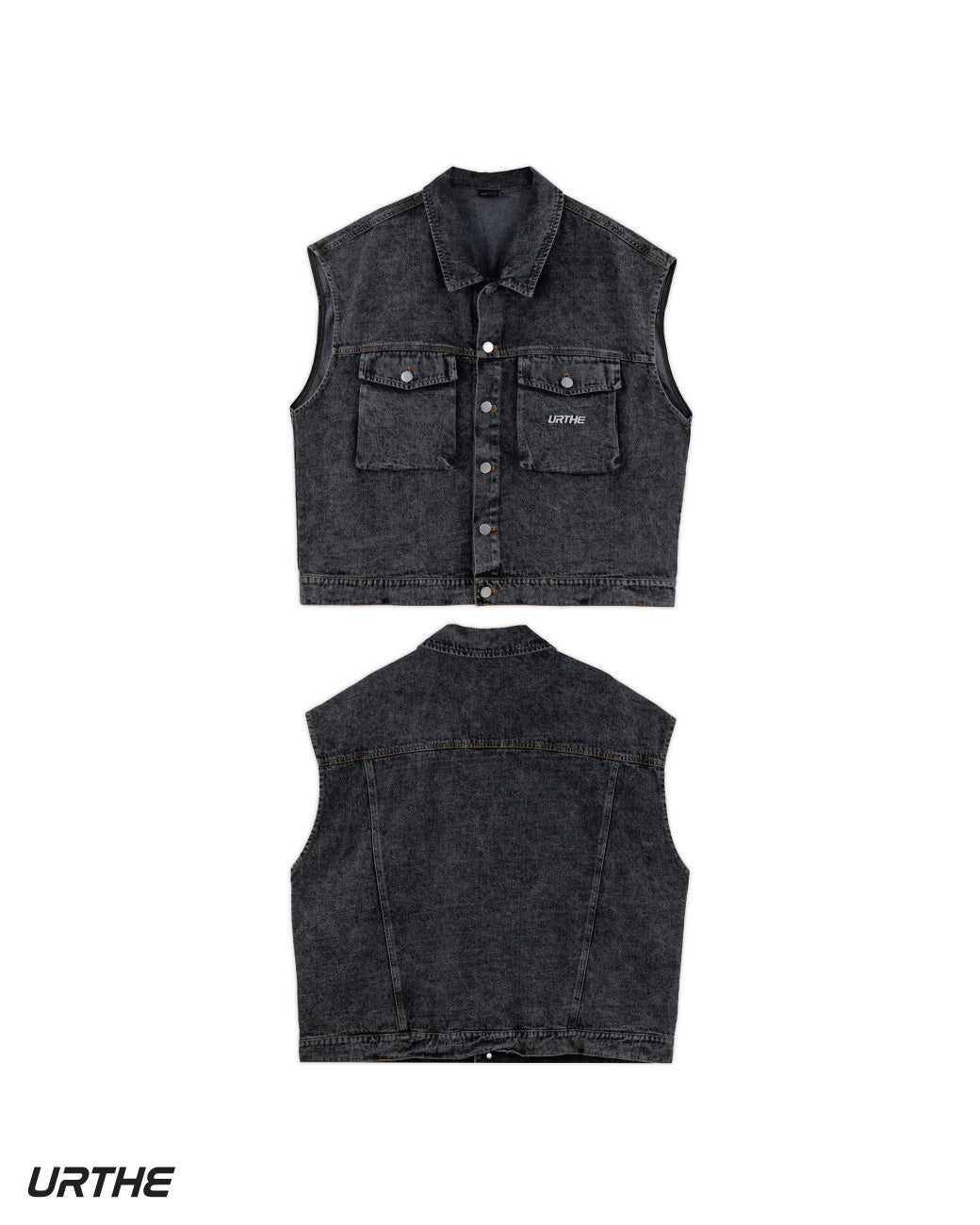 URTHE - เสื้อกั๊กยีนส์ เเขนกุด รุ่น DENIM VEST