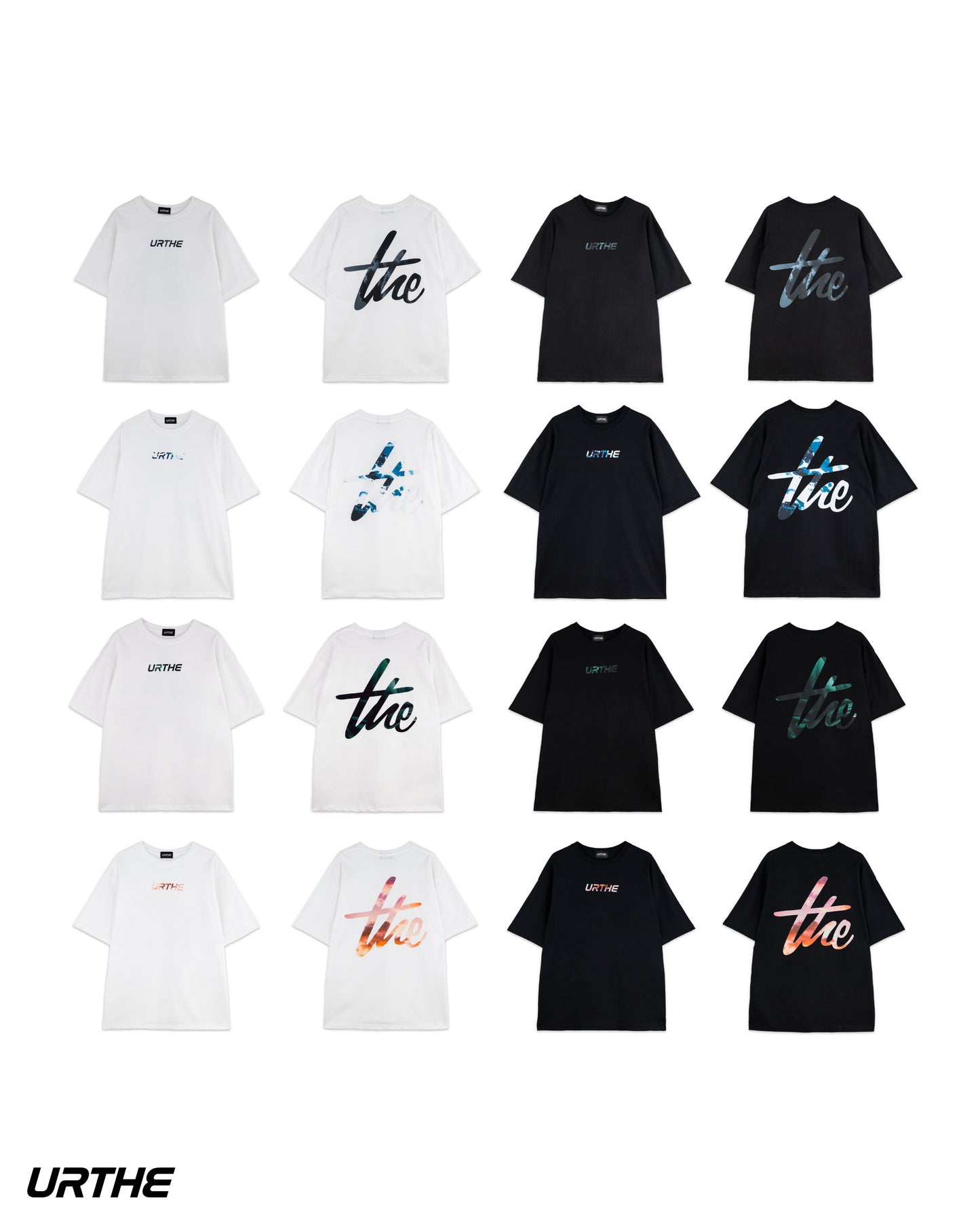 URTHE - เสื้อยืด แขนสั้น พิมพ์ลาย Col. DFT BOX LOGO