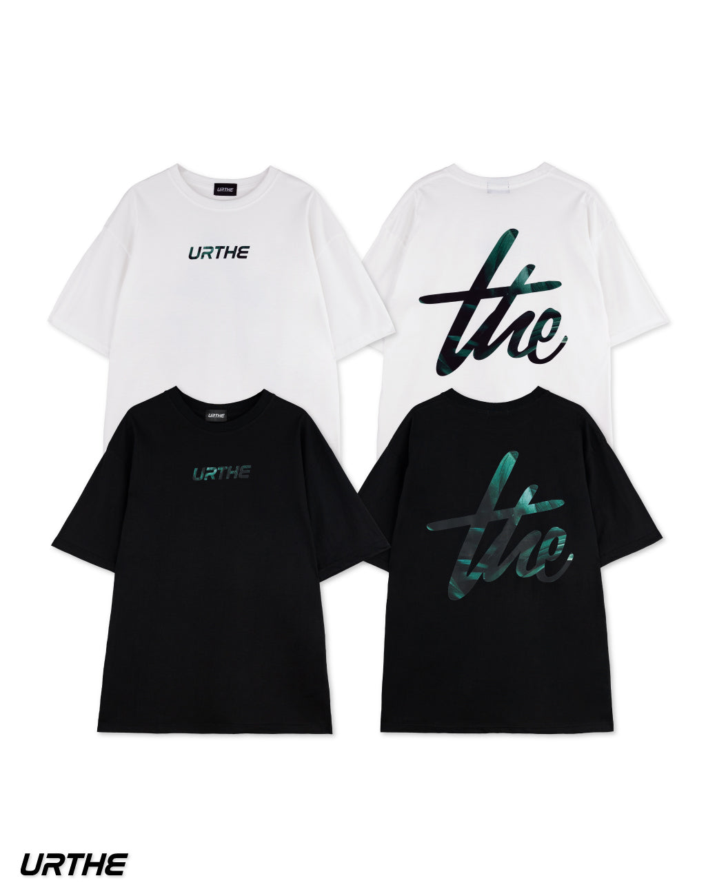 URTHE - เสื้อยืด แขนสั้น พิมพ์ลาย Col. DFT BOX LOGO