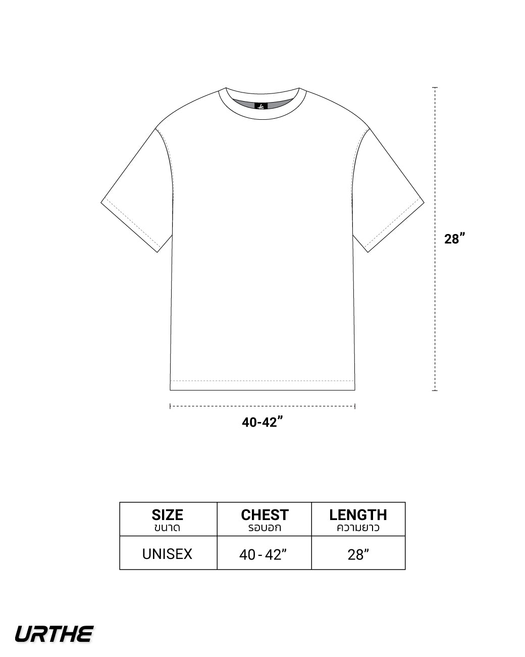 URTHE - เสื้อยืด แขนสั้น พิมพ์ลาย Col. DFT BOX LOGO