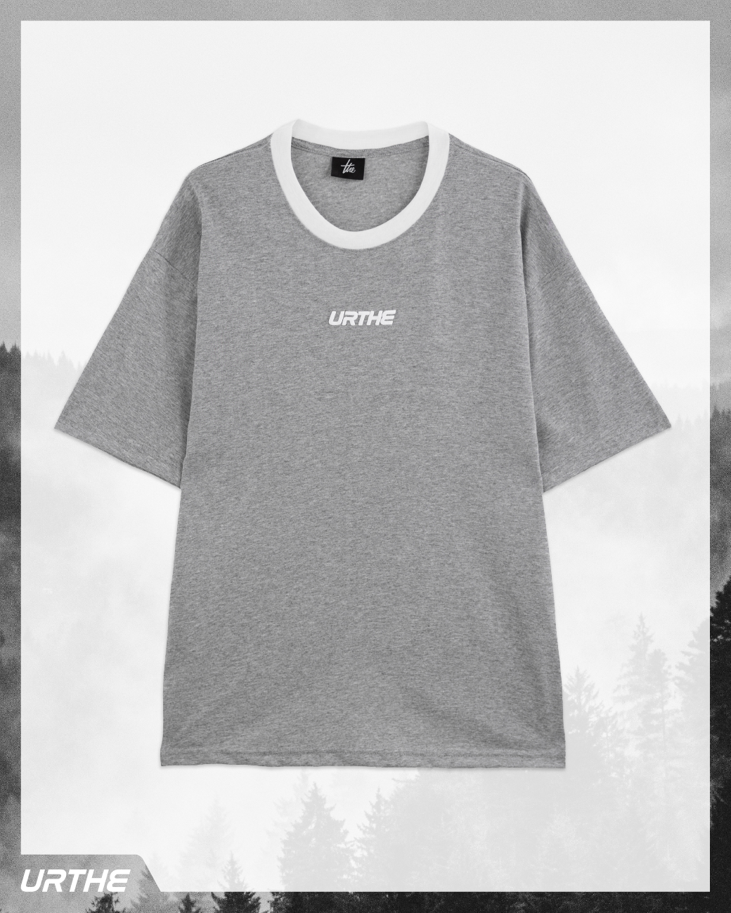 URTHE - เสื้อยืด แขนสั้น สกรีนโลโก้ รุ่น DIFNECK 3D