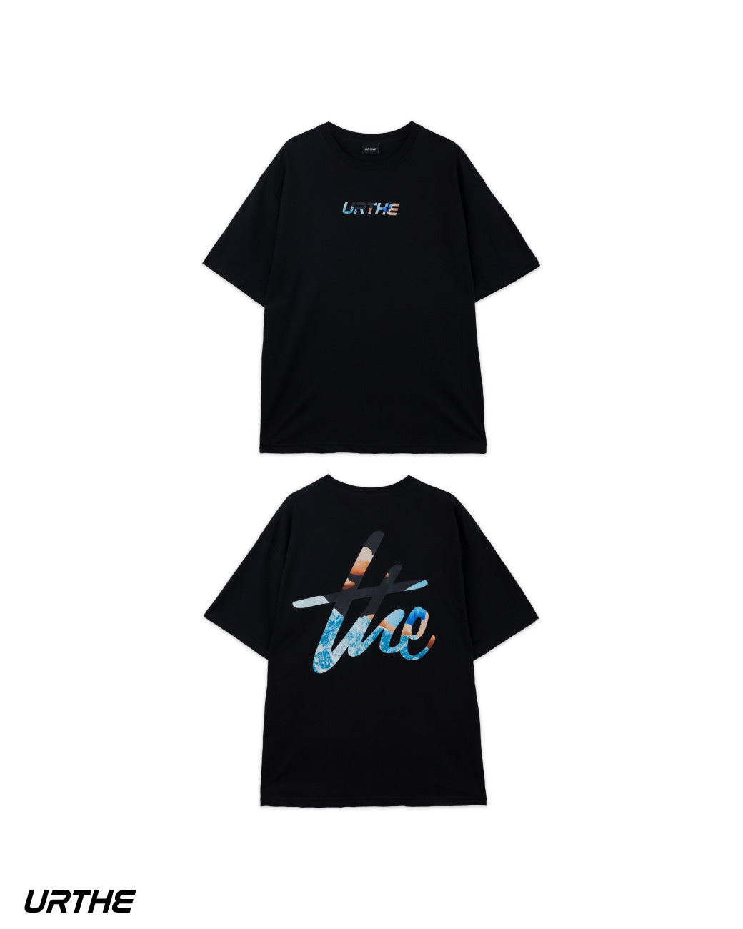 URTHE - เสื้อยืด เเขนสั้น พิมพ์ลาย รุ่น DFT BOX LOGO 2.0