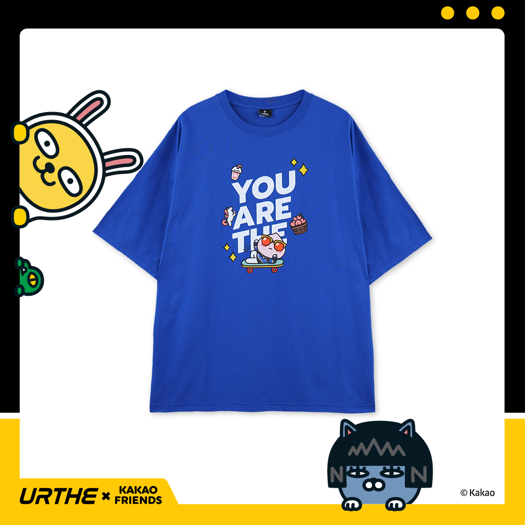 URTHE - เสื้อยืด แขนสั้น Oversize สกรีนลาย รุ่น APEACH TS Col. URTHE x KAKAO FRIENDS