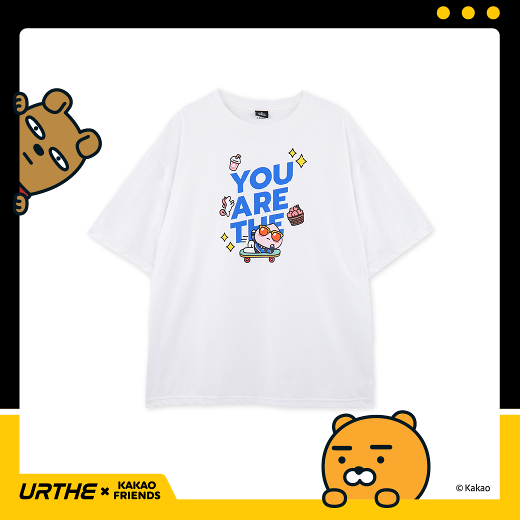 URTHE - เสื้อยืด แขนสั้น Oversize สกรีนลาย รุ่น APEACH TS Col. URTHE x KAKAO FRIENDS