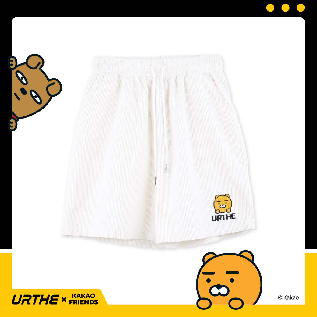 URTHE - กางเกง ขาสั้น ปักลาย รุ่น SHORTS RYAN Col. URTHE x KAKAO FRIENDS