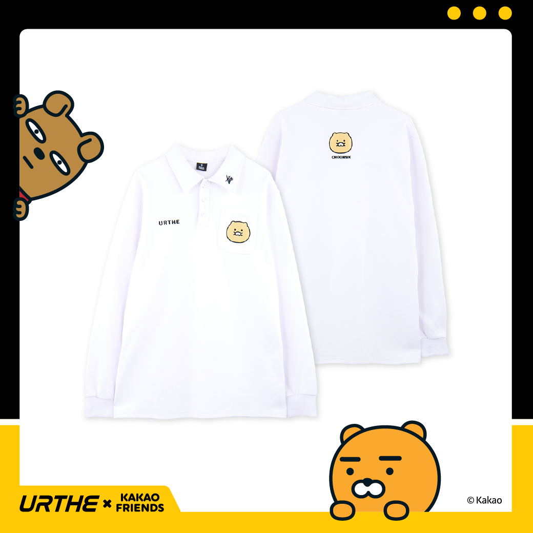 URTHE - เสื้อโปโล แขนยาว ปักลาย รุ่น POLO CHUNSIK Col. URTHE x KAKAO FRIENDS