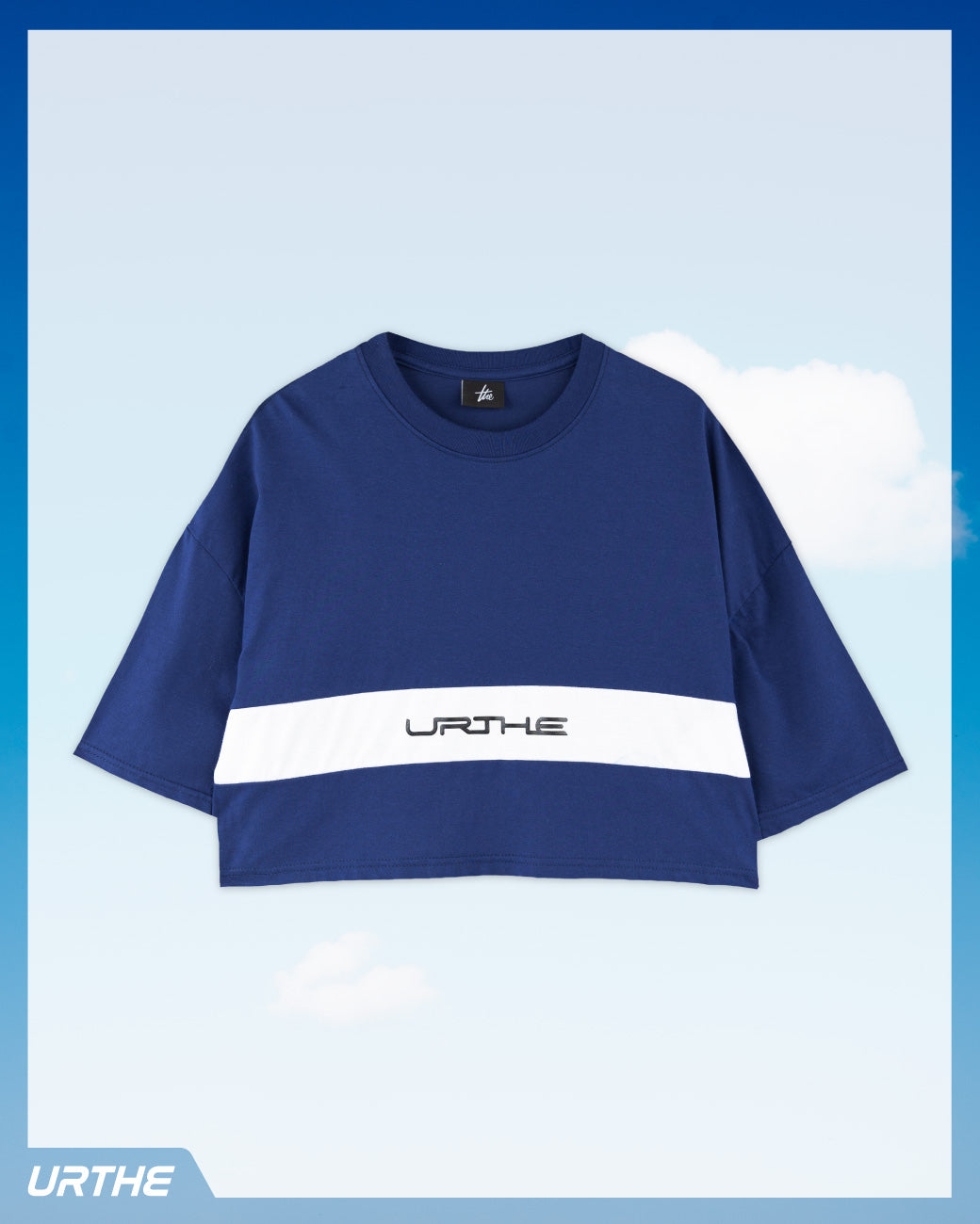 URTHE - เสื้อยืด ครอป แขนสั้น สกรีนลาย รุ่น MINI CUT OFF