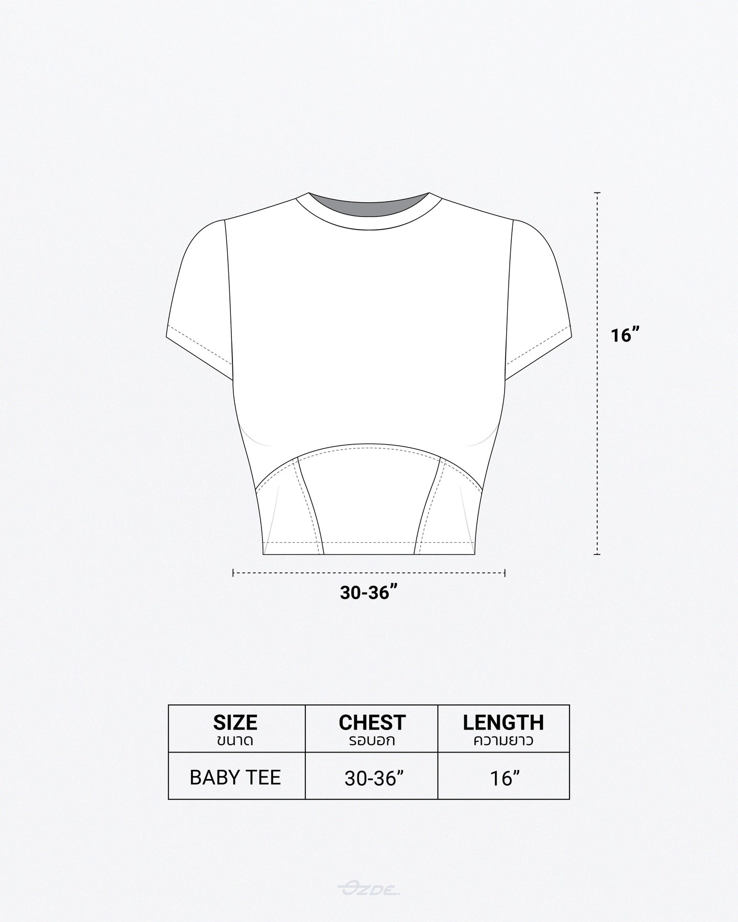 OZDE. - เสื้อครอป เเขนสั้น ผ้าฟอก รุ่น OZ ASTER