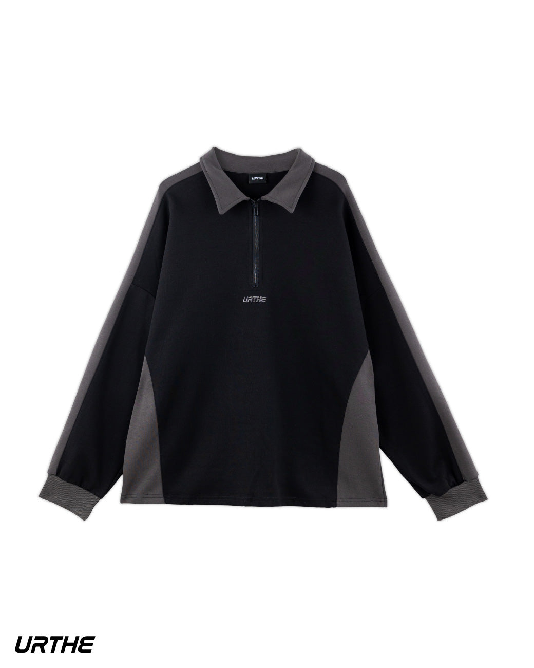 URTHE - เสื้อโปโล Oversized เเขนยาว รุ่น POLO ZIP SWEATER