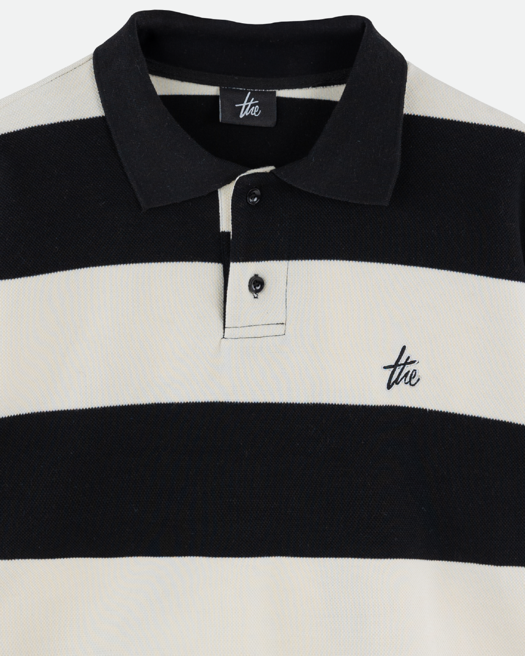 URTHE - เสื้อโปโล ครอป แขนสั้น ลายทาง รุ่น STRIPED POLO