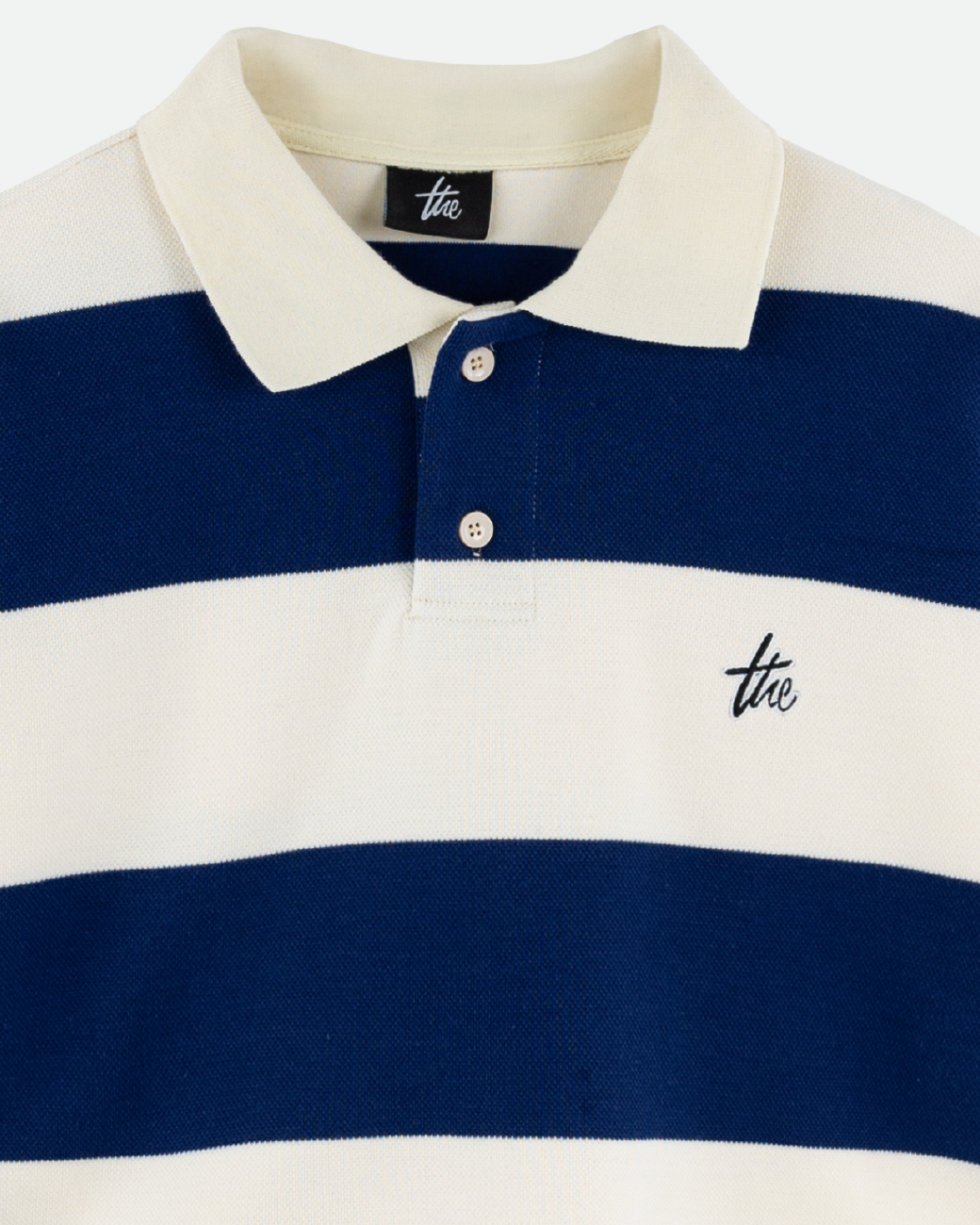 URTHE - เสื้อโปโล ครอป แขนสั้น ลายทาง รุ่น STRIPED POLO