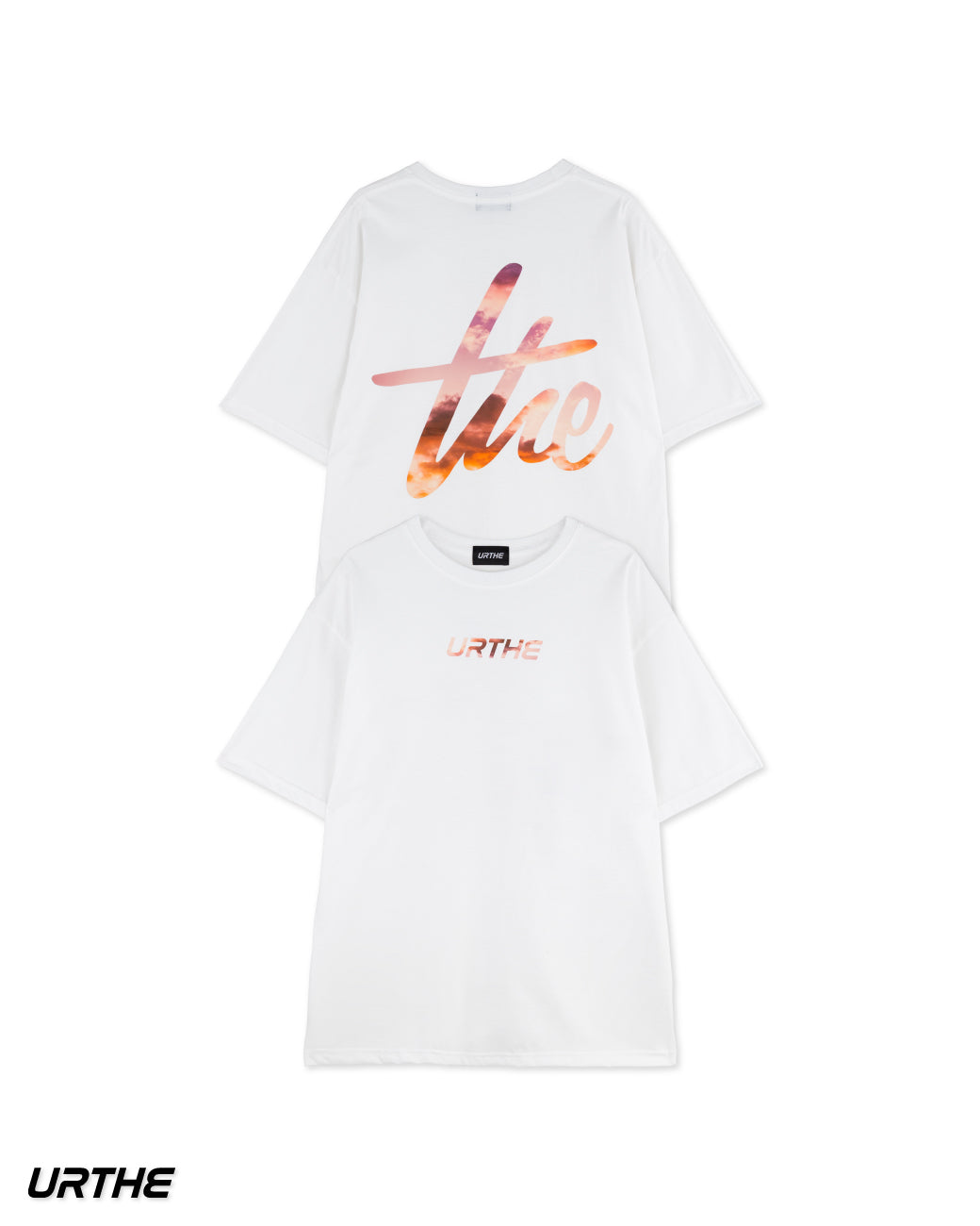 URTHE - เสื้อยืด แขนสั้น พิมพ์ลาย Col. DFT BOX LOGO