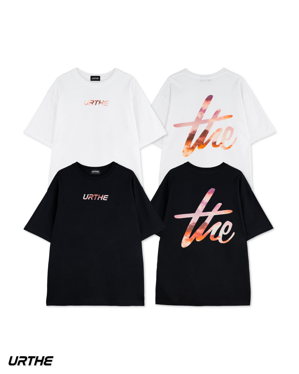 URTHE - เสื้อยืด แขนสั้น พิมพ์ลาย Col. DFT BOX LOGO