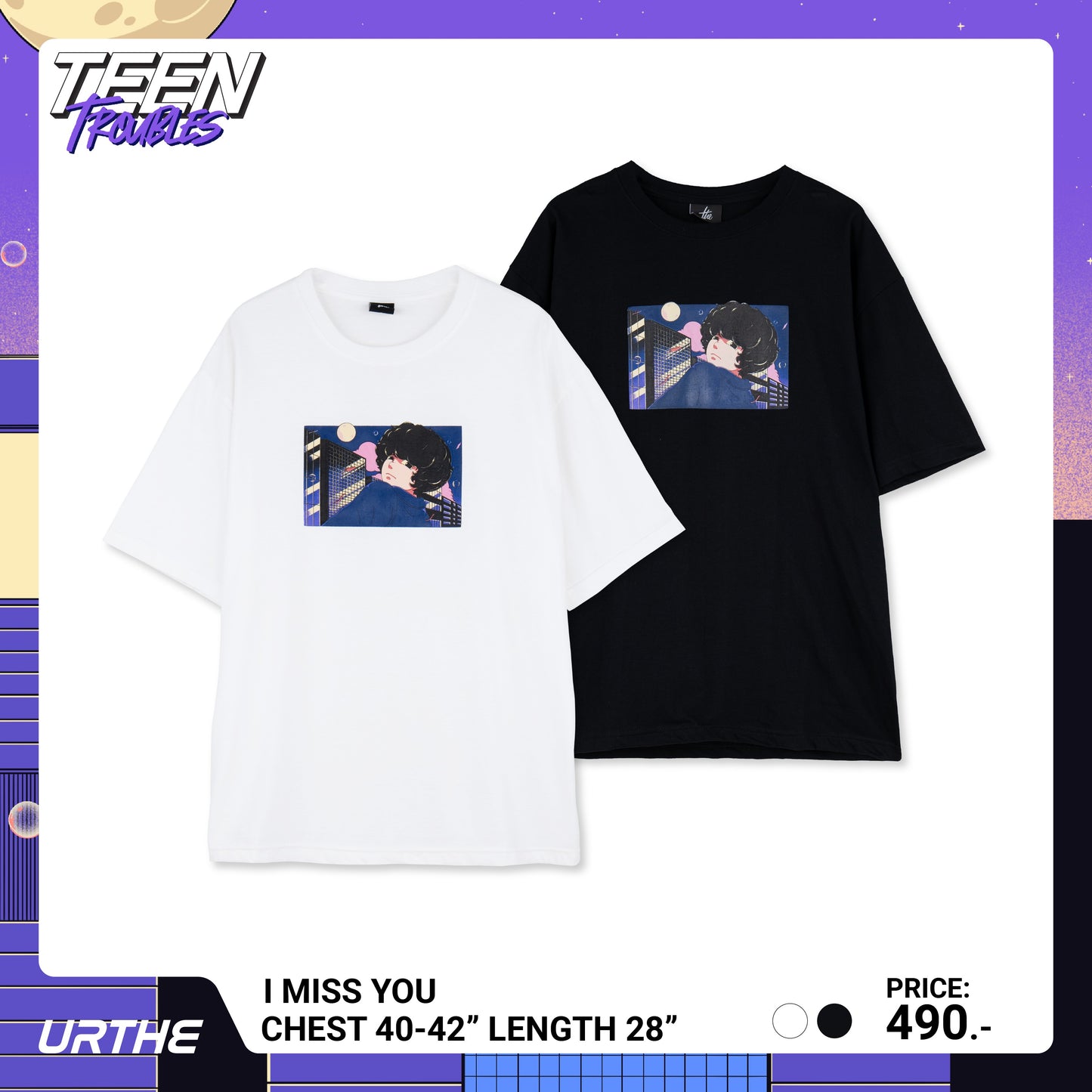 URTHE - เสื้อยืด แขนสั้น สกรีนลาย รุ่น I MISS YOU Col. TEEN TROUBLES