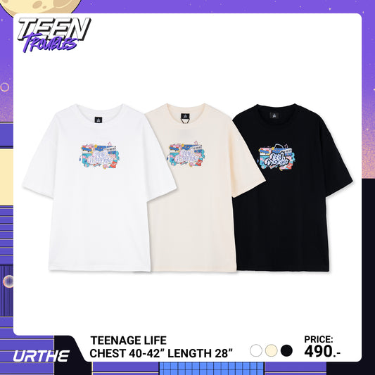 URTHE - เสื้อยืด แขนสั้น สกรีนลาย รุ่น TEENAGE LIFE Col. TEEN TROUBLES