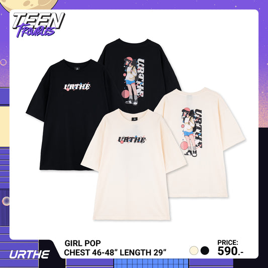 URTHE - เสื้อยืด แขนสั้น สกรีนลาย รุ่น GIRL POP Col. TEEN TROUBLES