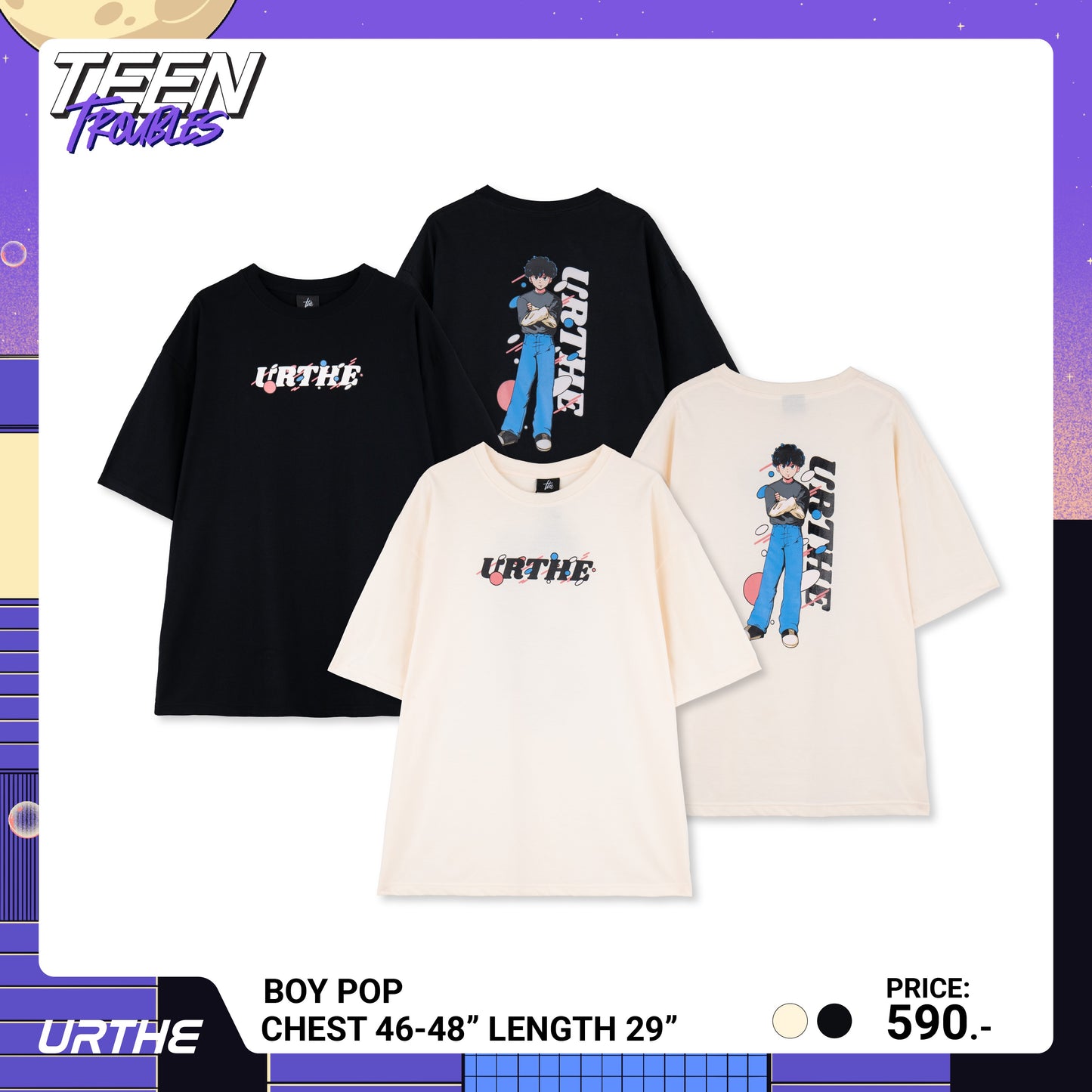 URTHE - เสื้อยืด แขนสั้น สกรีนลาย รุ่น BOY POP Col. TEEN TROUBLES