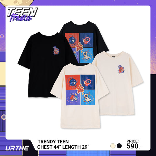 URTHE - เสื้อยืด แขนสั้น สกรีนลาย รุ่น TRENDY TEEN Col. TEEN TROUBLES