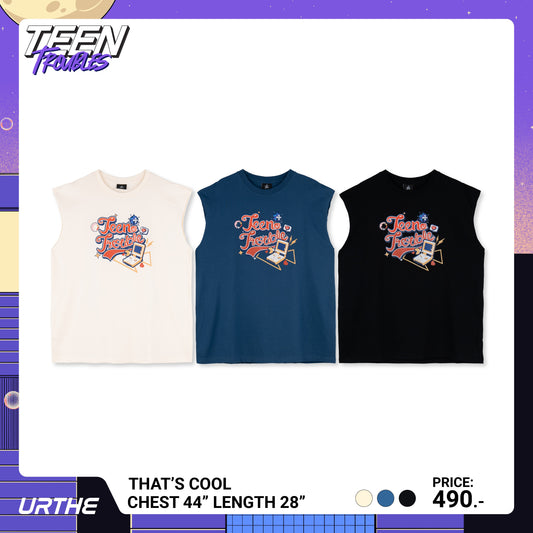 URTHE - เสื้อยืด แขนกุด สกรีนลาย รุ่น THAT'S COOL Col. TEEN TROUBLES