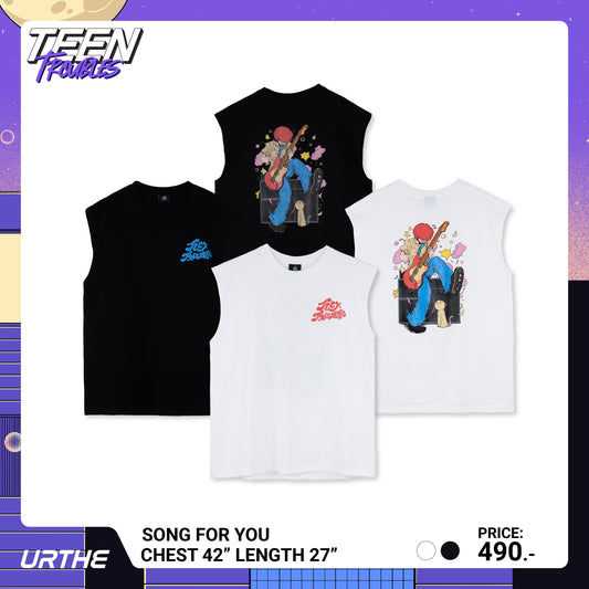 URTHE - เสื้อยืด แขนกุด สกรีนลาย รุ่น SONG FOR YOU Col. TEEN TROUBLES