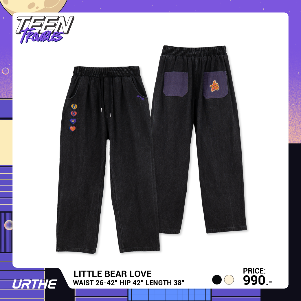 URTHE - กางเกง ขายาว ปักลาย รุ่น LITTLE BEAR LOVE Col. TEEN TROUBLES