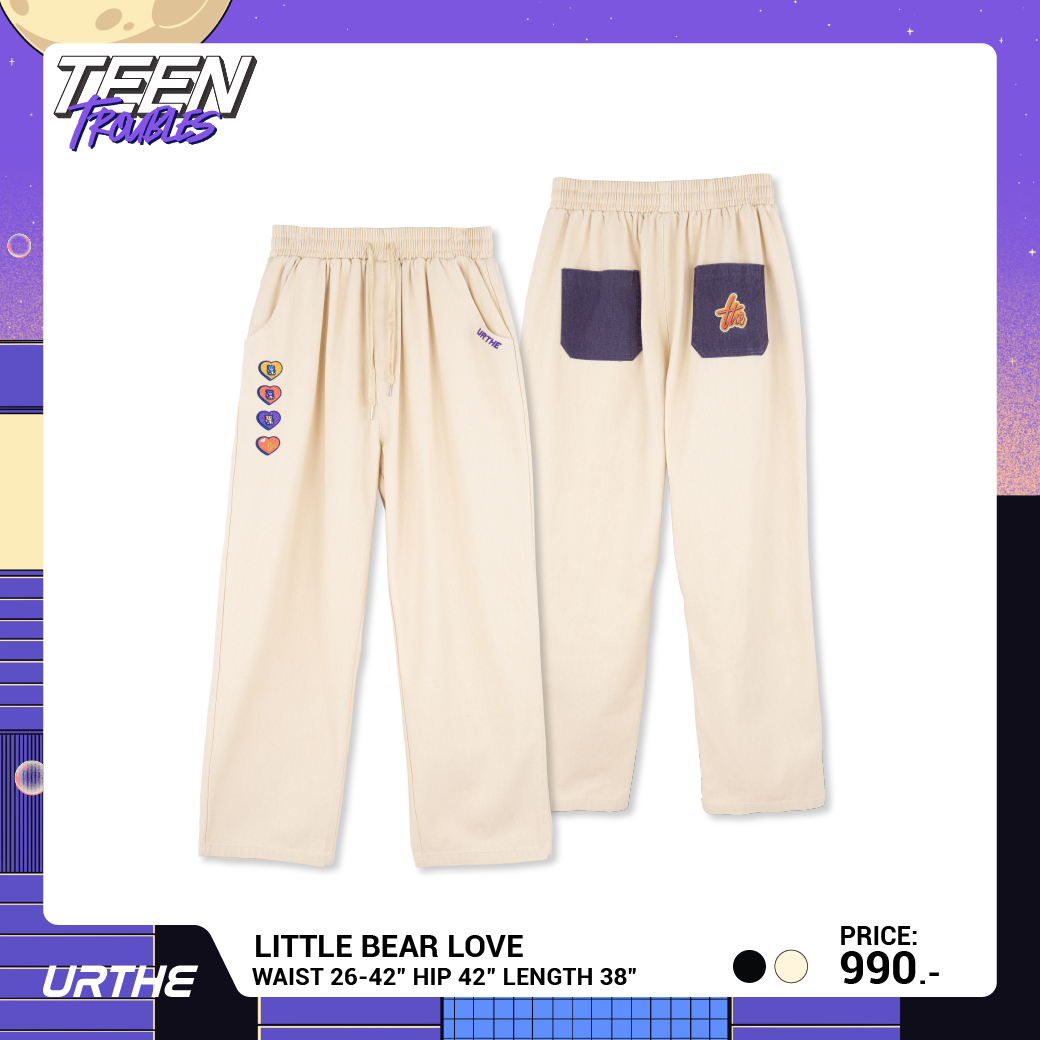 URTHE - กางเกง ขายาว ปักลาย รุ่น LITTLE BEAR LOVE Col. TEEN TROUBLES