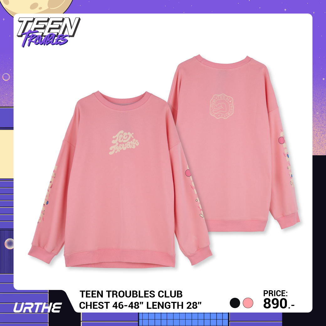 URTHE - เสื้อสเวตเตอร์ แขนยาว สกรีนลาย รุ่น TEEN TROUBLES CLUB Col. TEEN TROUBLES