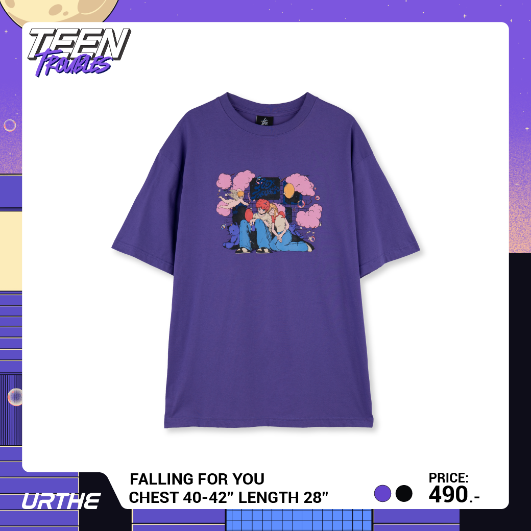 URTHE - เสื้อยืด แขนสั้น สกรีนลาย รุ่น FALLING FOR YOU Col. TEEN TROUBLES