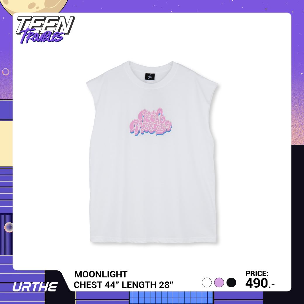 URTHE - เสื้อยืด แขนกุด สกรีนลาย รุ่น MOONLIGHT Col. TEEN TROUBLES