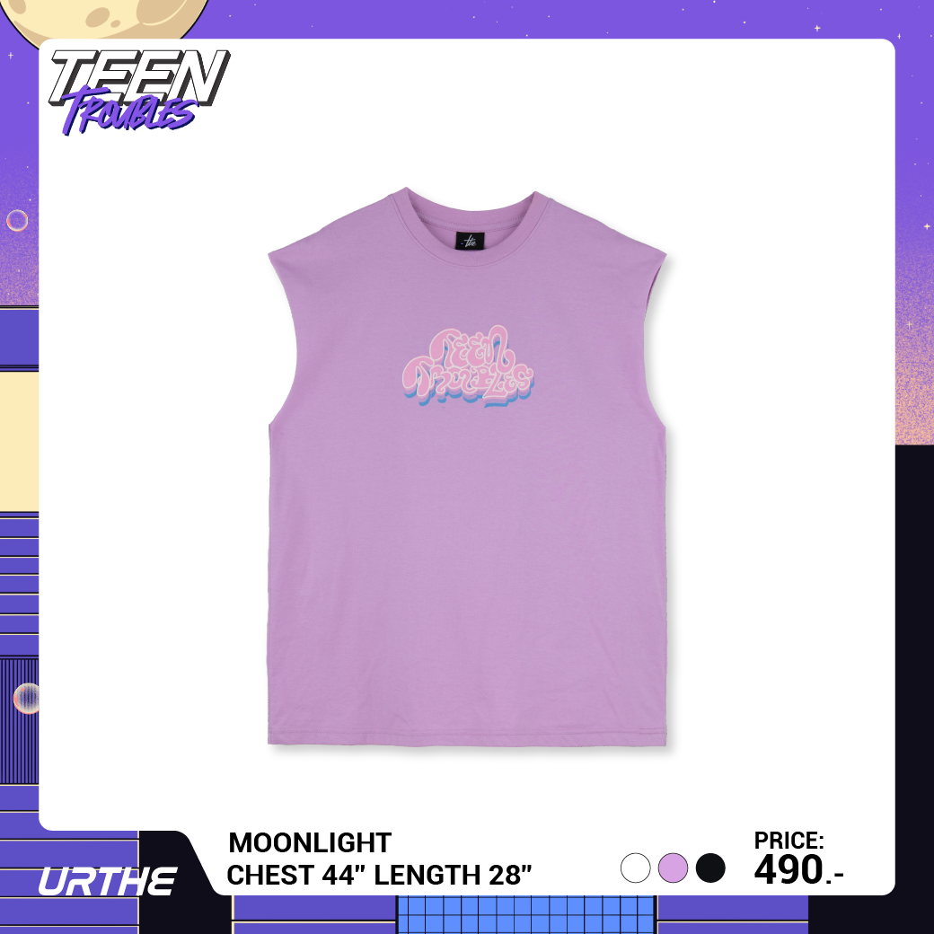 URTHE - เสื้อยืด แขนกุด สกรีนลาย รุ่น MOONLIGHT Col. TEEN TROUBLES