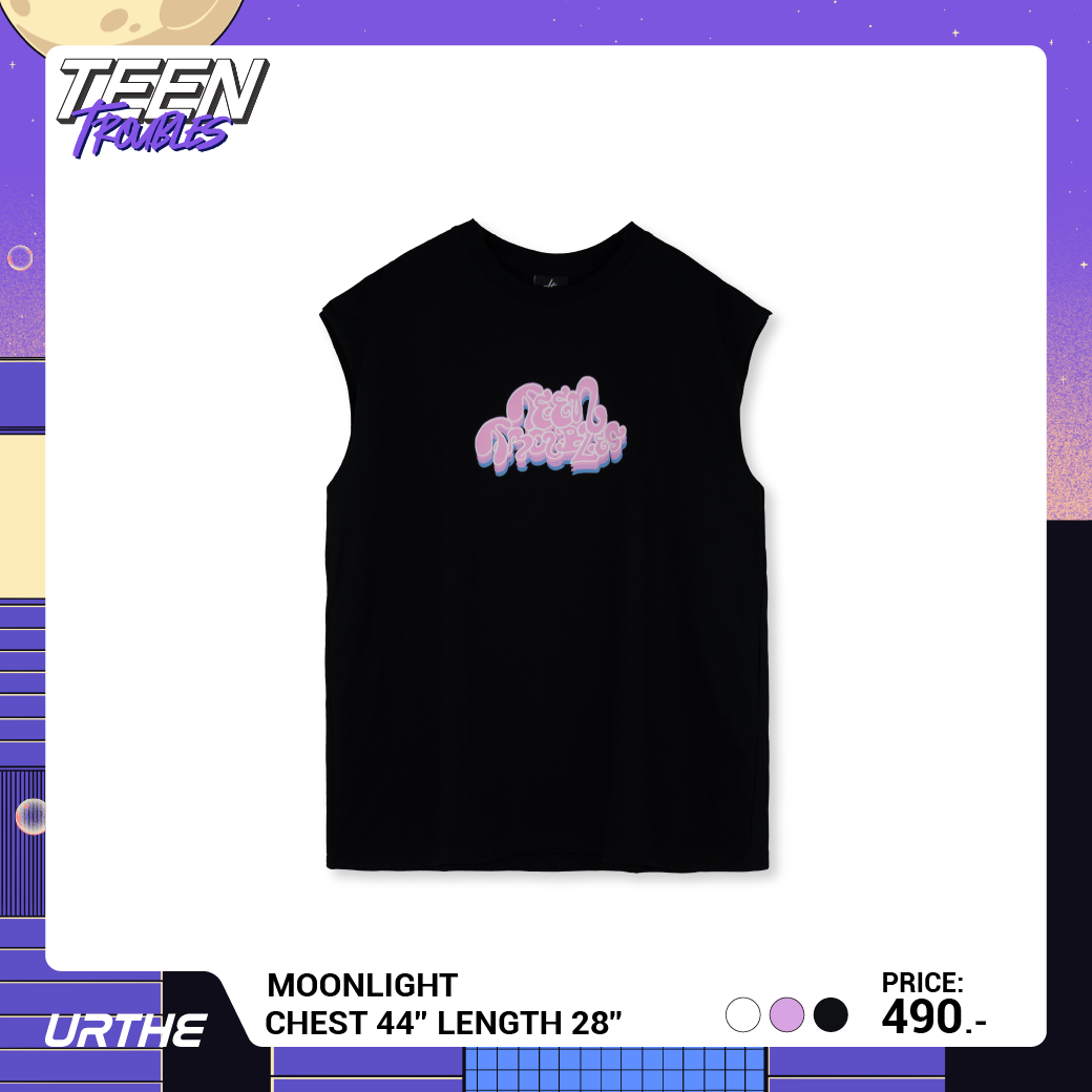 URTHE - เสื้อยืด แขนกุด สกรีนลาย รุ่น MOONLIGHT Col. TEEN TROUBLES