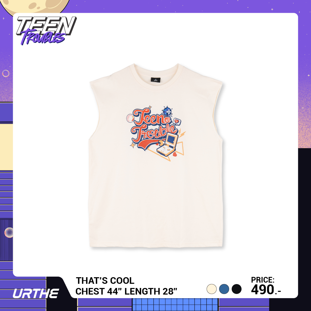 URTHE - เสื้อยืด แขนกุด สกรีนลาย รุ่น THAT'S COOL Col. TEEN TROUBLES