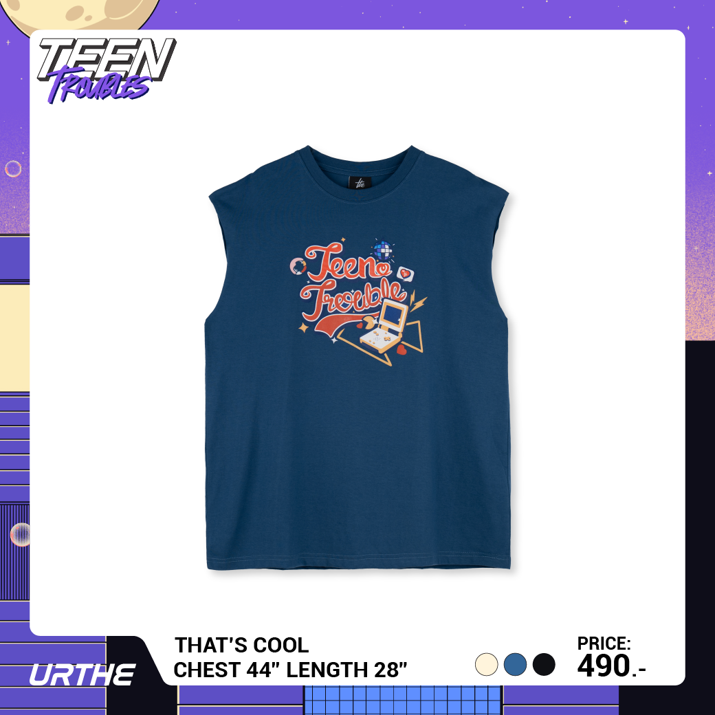 URTHE - เสื้อยืด แขนกุด สกรีนลาย รุ่น THAT'S COOL Col. TEEN TROUBLES