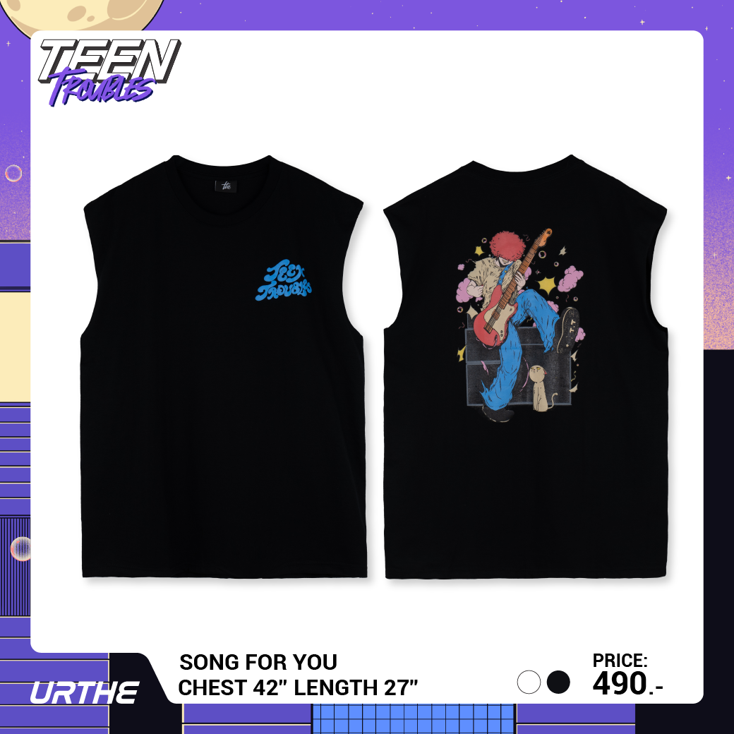 URTHE - เสื้อยืด แขนกุด สกรีนลาย รุ่น SONG FOR YOU Col. TEEN TROUBLES