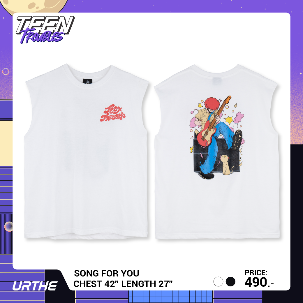 URTHE - เสื้อยืด แขนกุด สกรีนลาย รุ่น SONG FOR YOU Col. TEEN TROUBLES