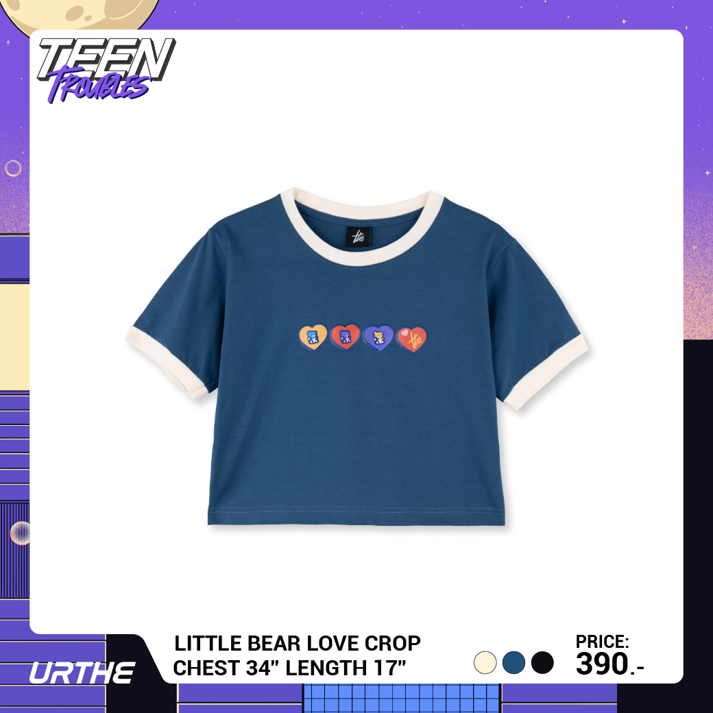 URTHE - เสื้อยืดครอป แขนสั้น สกรีนลาย รุ่น LITTLE BEAR LOVE CROP Col. TEEN TROUBLES